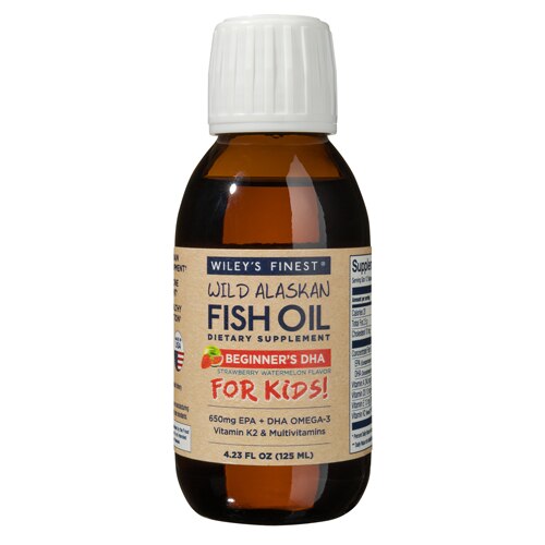 Wiley's Finest Wild Alaskan Fish Oil Beginner's DHA For Kids! Plus Multivitamin Natural Strawberry Watermelon -- 4.23 fl oz