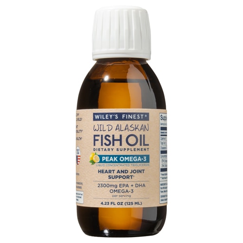 Wiley's Finest Wild Alaskan Fish Oil Peak Omega-3 Liquid Natural Lemon -- 4.23 fl oz