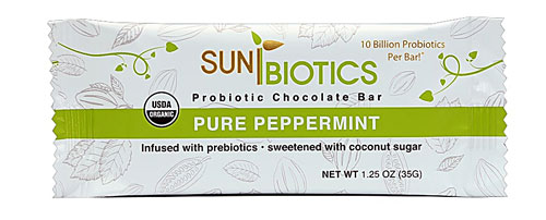 Windy City Organics Sunbiotics Organic Probiotic Raw Chocolate Bar Pure Peppermint -- 1.25 oz