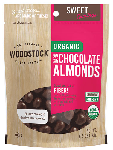 Woodstock Non-GMO Organic Kosher Dark Chocolate Covered Almonds -- 6.5 oz