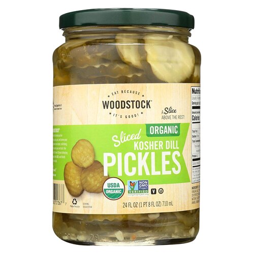 Woodstock Non-GMO Organic Kosher Sliced Dill Pickles -- 24 fl oz