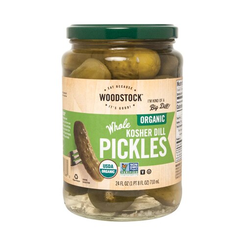 Woodstock Non-GMO Organic Kosher Whole Pickles Dill -- 24 oz