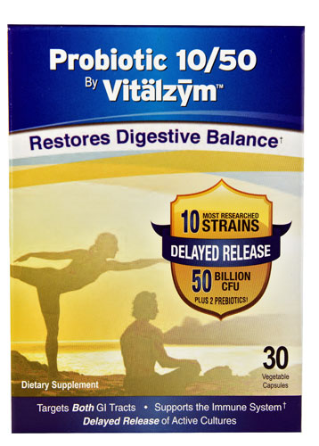 World Nutrition Vitalzym™ Probiotic 10-50 -- 50 billion CFU - 30 Vegetable Capsules