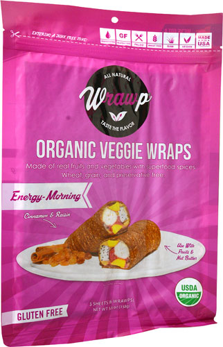 WrawP Gluten Free Organic Veggie Wraps Energizing Morning -- 6 Wraps