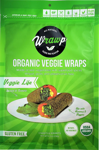 WrawP Organic Veggie Wraps Gluten Free Paleo Veggie Life -- 6 Wraps