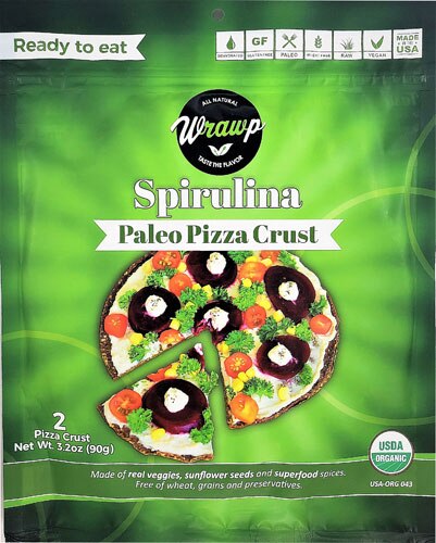 WrawP Pizza Crust Gluten Free Spirulina -- 2 Wraps