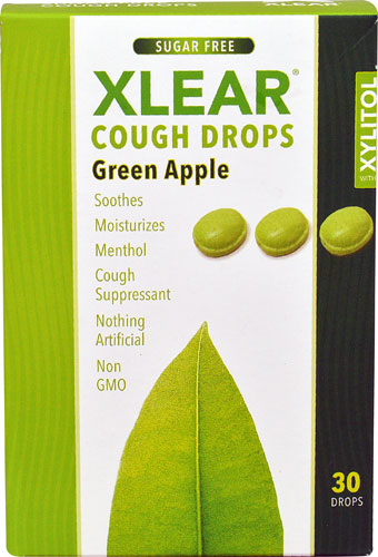 Xlear Sugar Free Cough Drops with Xylitol Green Apple -- 30 Drops