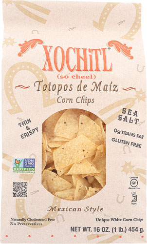 Xochitl Tortilla White Corn Chips Mexican Style Gluten Free Sea Salt -- 16 oz