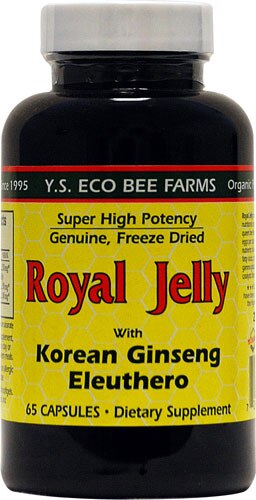 YS Eco Bee Farms Royal Jelly with Korean Ginseng and Eleuthero -- 65 Capsules