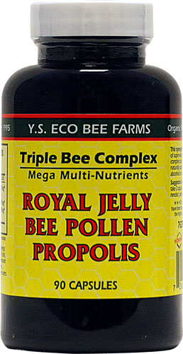 YS Eco Bee Farms Triple Bee Complex Royal Jelly Bee Pollen Propolis -- 90 Capsules