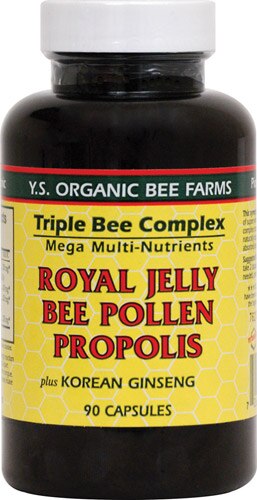 YS Eco Bee Farms Triple Bee Complex Royal Jelly Bee Pollen Propolis plus Korean Ginseng -- 90 Capsules