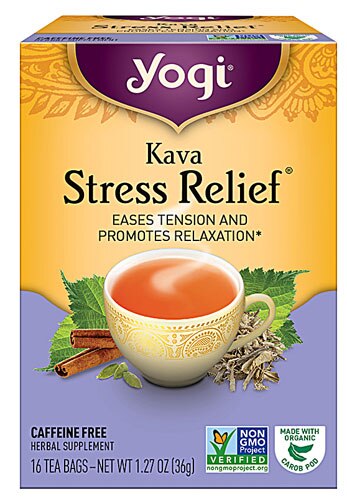 Yogi Non-GMO Caffeine Free Herbal Tea Stress Relief Kava -- 16 Tea Bags