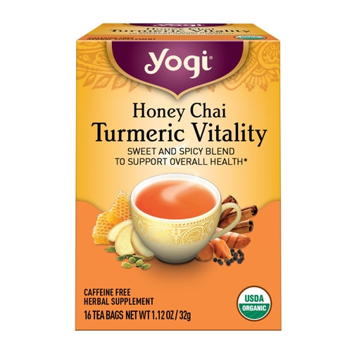 Yogi Non-GMO Caffeine Free Organic Honey Chai Turmeric Vitality -- 16 Tea Bags