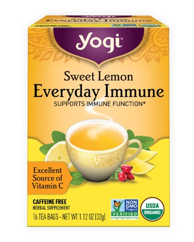Yogi Non-GMO Caffeine Free Organic Immune Tea Sweet Lemon -- 16 Tea Bags