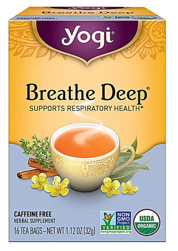 Yogi Non-GMO Caffeine Free Orgnaic Herbal Tea Breathe Deep -- 16 Tea Bags