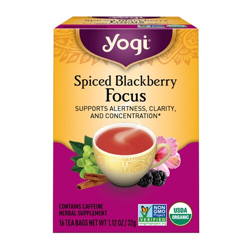 Yogi Non-GMO Organic Herbal Tea Focus Spiced Blackberry -- 16 Tea Bags