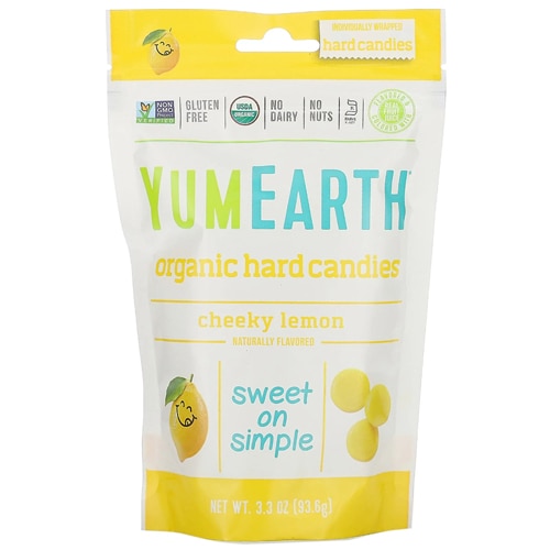 Yum Earth Non-GMO Organic Candy Drops Cheeky Lemon -- 3.3 oz