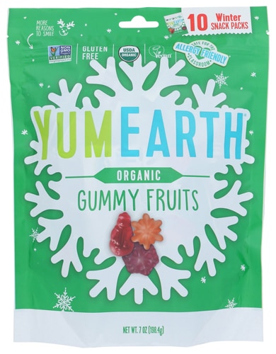 Yum Earth Non-GMO Organic Holiday Gummy Fruits Assorted Fruit -- 19.8 g Each / Pack of 10