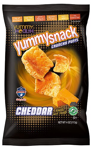 Yummy Snack Baked Crunchy Puff Gluten Free Cheddar -- 4 oz