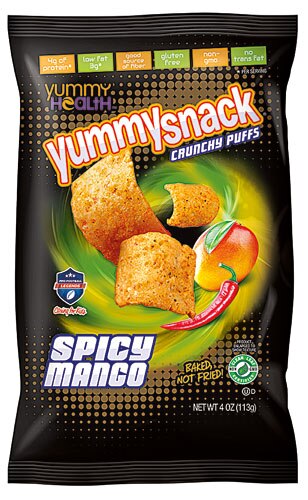 Yummy Snack Baked Crunchy Puff Gluten Free Spicy Mango -- 4 oz