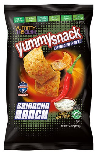 Yummy Snack Baked Crunchy Puff Gluten Free Sriracha Ranch -- 4 oz