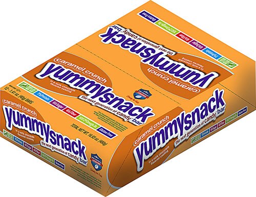 Yummy Snack Next Generation Candy Bar Gluten Free Caramel Crunch -- 12 Bars