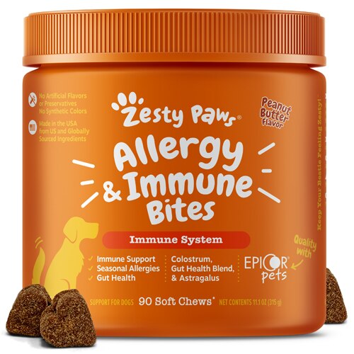 Zesty Paws Allergy - Immune & Gut Support Supplement for Dogs Peanut Butter -- 90 Soft Chews