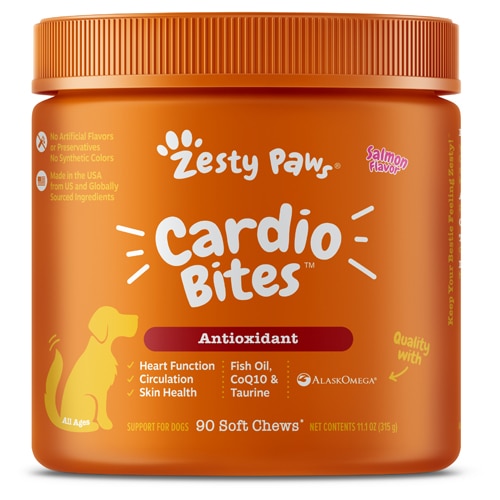 Zesty Paws Cardio Bites Heart Dog Supplement Salmon
