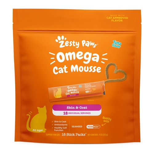 Zesty Paws Omega Skin & Coat Cat Lickable Supplement Tuna Mousse