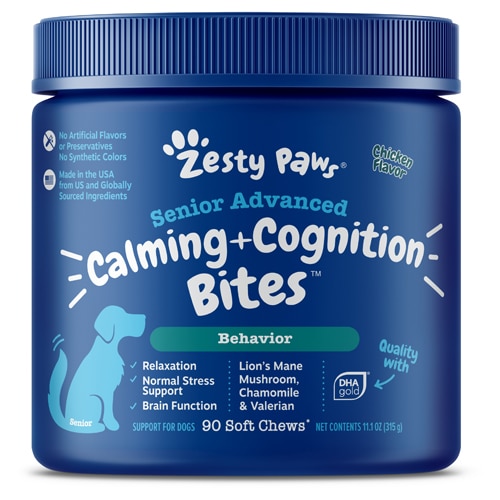 Zesty Paws Senior Advanced Calming + Cognition Bites Dog Supplement Chicken
