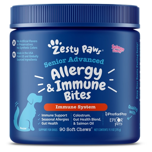 Zesty Paws Senior Dog Advanced Allergy & Immune Bites Supplement Salmon