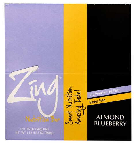 Zing Bars Gluten Free Nutrition Bar Almond Blueberry -- 12 Bars