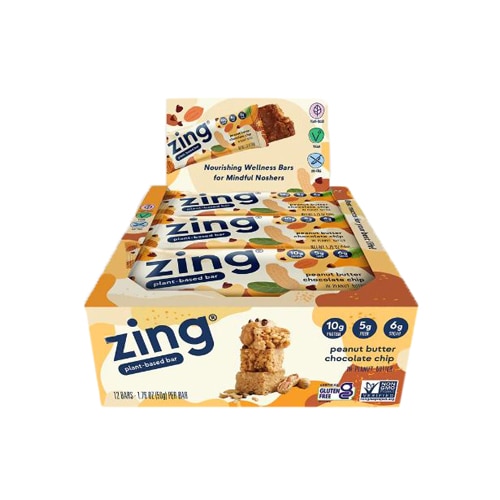 Zing Plant-Based Bar Peanut Butter Chocolate Chip -- 12 Bars
