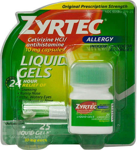 Zyrtec Allergy Cetirizine HCl/Antihistamine -- 10 mg - 25 Liquid Gels