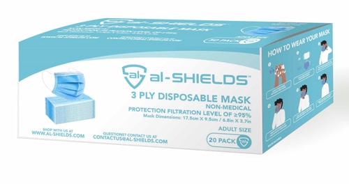 al-SHIELDS 3-Ply Disposable Adult Size Face Mask with Ear Loops - For Civil Use