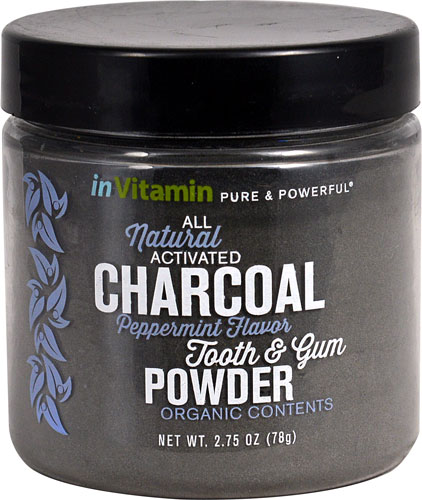 inVitamin All Natural Activated Charcoal Tooth &amp; Gum Powder Peppermint -- 2.75 oz