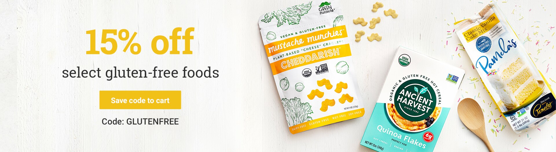 15% off select gluten free foods. Save now