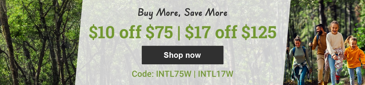 Buy more save more. $10 off $75 of $17 off $125. Code INTL75W or INTL17W. Shop now