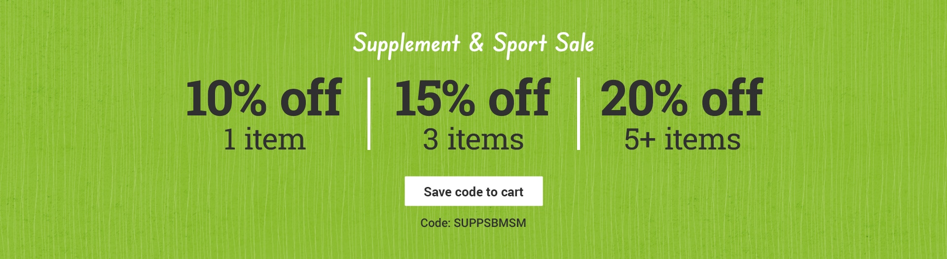 up to 20% off sports & supplements.