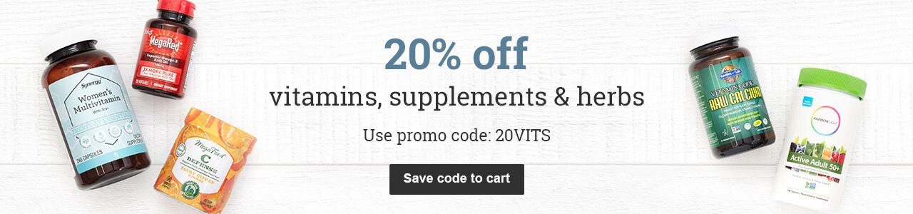 20% off vitamins, supplements & herbs. Use promo code: 20VITS. Shop now