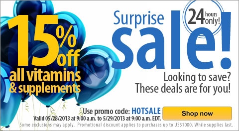 Use promo code HOTSALE to save 15% on vitamins & supplements now!