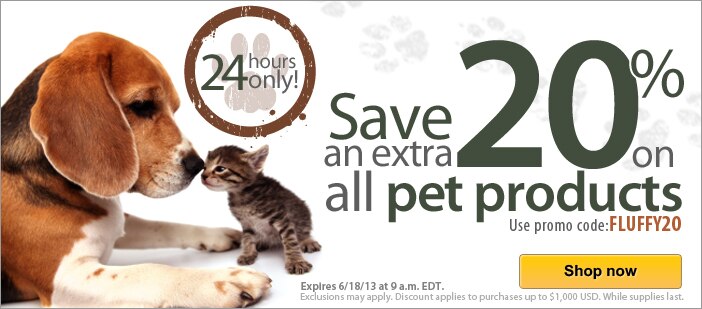 Pet Sale at Vitacost - FLUFFY20
