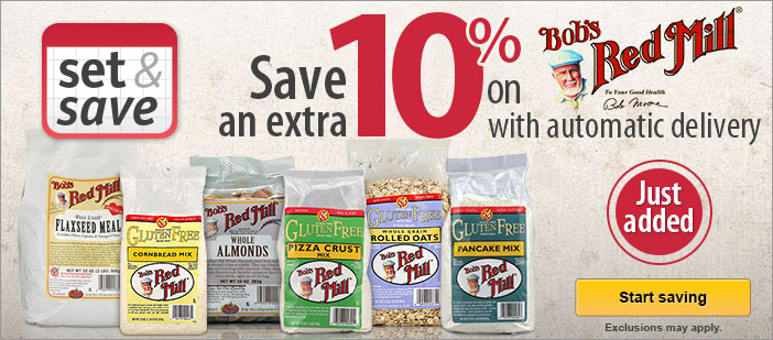 Save 10 percent on Bobs Red Mill at Vitacost