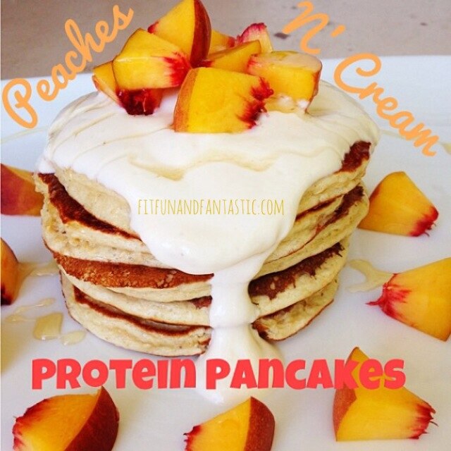 Peaches 'n Cream Protein Pancakes