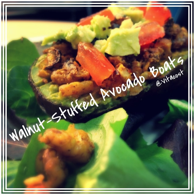 Vegan Walnut Stuffed Avocado Boats