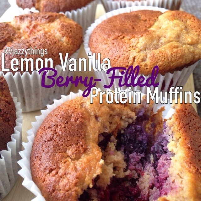 Lemon-Vanilla Berry-Filled Protein Muffins