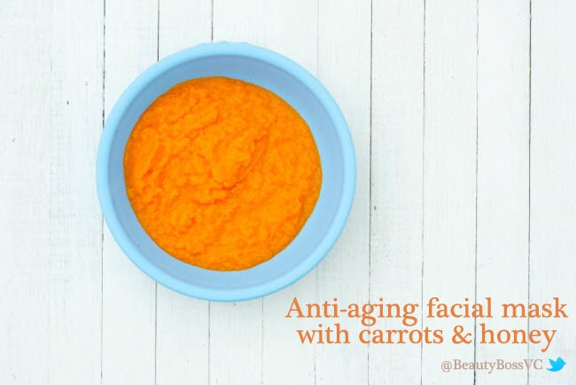 Anti-Aging Facial Mask for Mothers Day Carrot skincare mask in bowl on wooden background