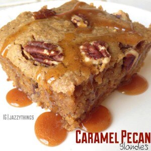 Pecan Blondies Recipe with Caramel Drizzle