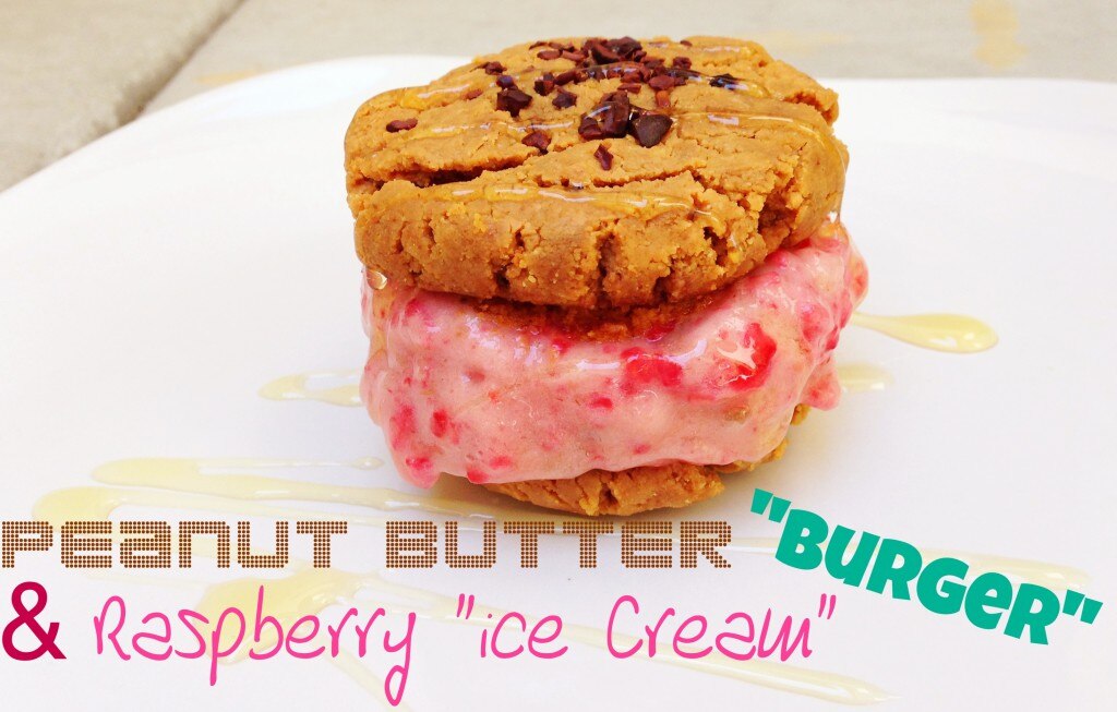 Peanut Butter Cookie & Raspeberry "Ice Cream" Sandwich Peanut Butter Cookie Ice Cream Sandwich