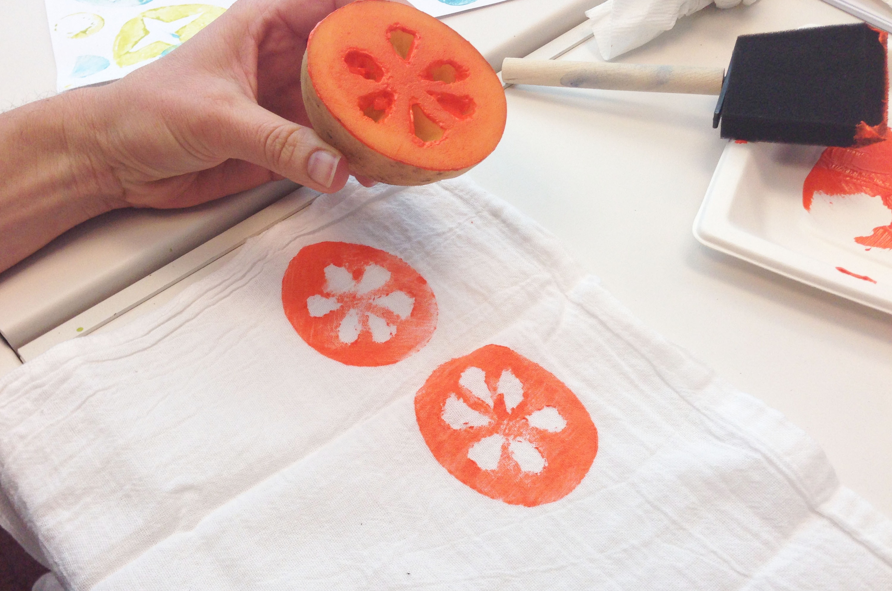 Stamped Tea Towels Hand-Stamped Tea Towels